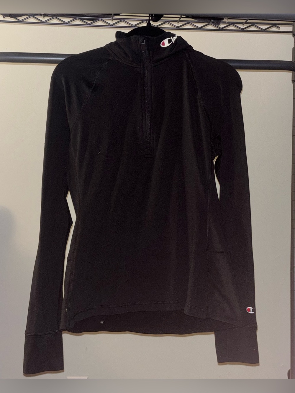 Champion Authentic Athleticwear Women's Black M 1/4 Zip Mock Neck Long Sleeve